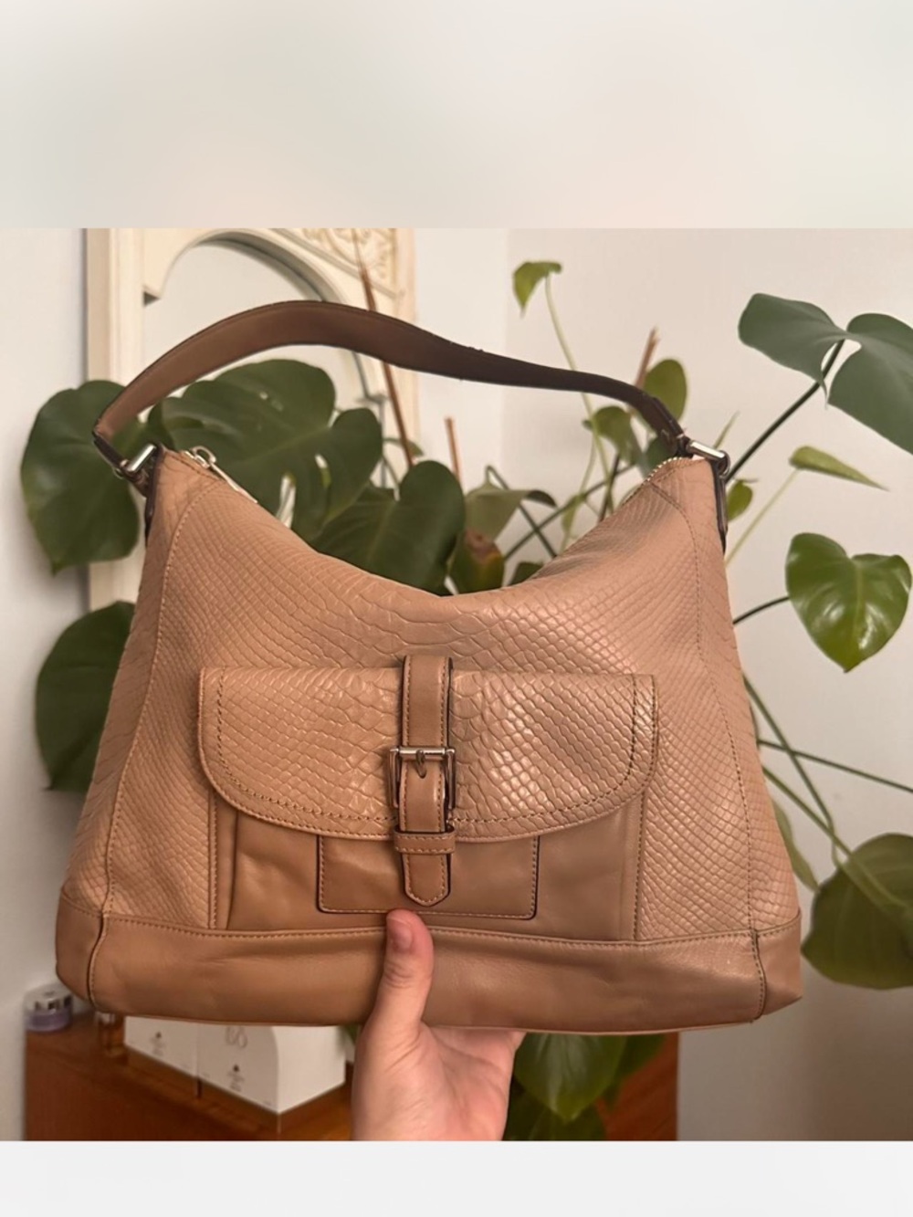 Coach croc Textured Leather Hobo Bag